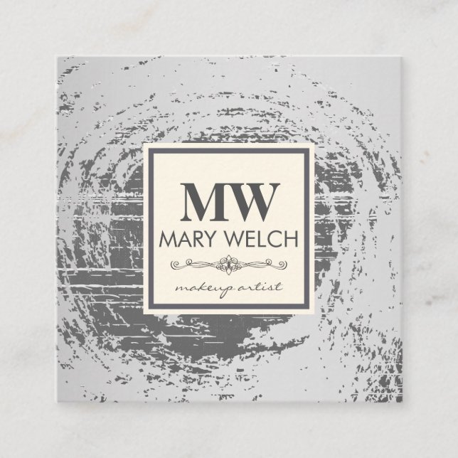Monogram Rustic Texture Fancy Element Appointment Card (Front)