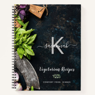 Monogram rustic vegitarian cooking recipes notebook