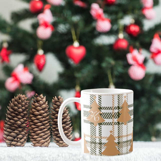 Monogram Rustic Watercolor Botanical Christmas Coffee Mug (Creator Uploaded)