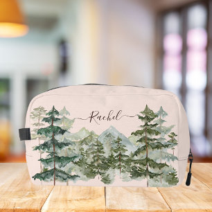 Monogram Rustic Watercolor Forest and mountain Dopp Kit