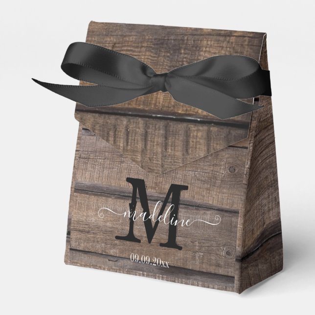 Monogram Rustic Wedding Bridal Shower Birthday Favour Box (Front Side)