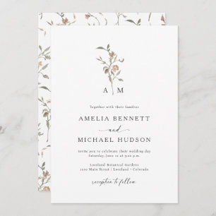 Monogram Rustic Wedding Invitation