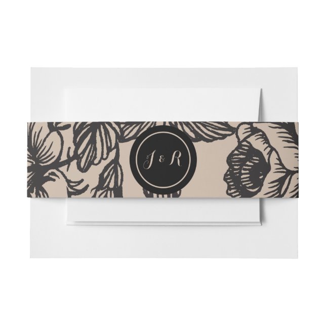 Monogram Rustic Wedding Invitation Belly Band (Front Example)