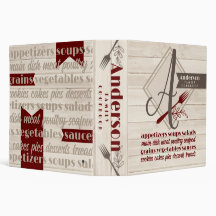 Monogram rustic wood cookbook personalised recipe