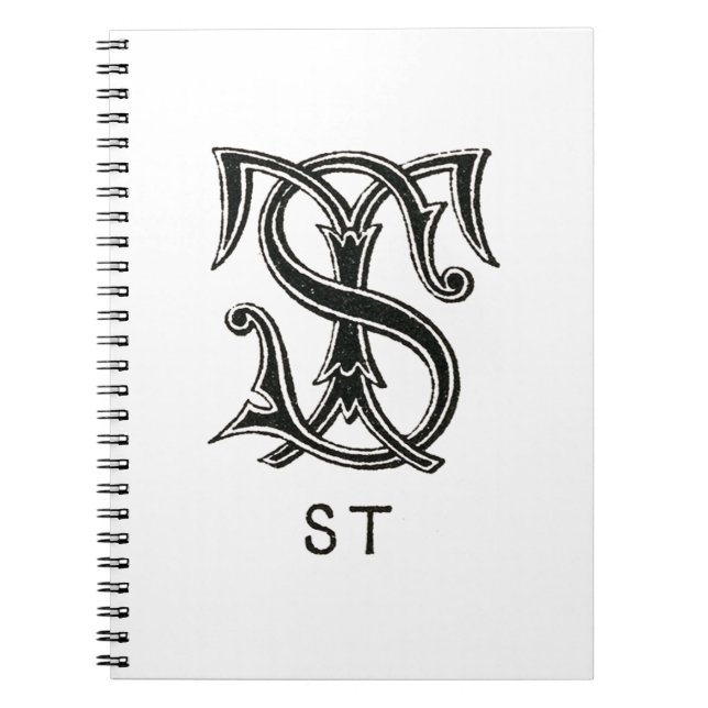 Monogram S and T, Initial S and T, Letter S and T Notebook (Front)