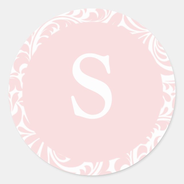 Monogram S Blush Colour Invitation Seals For Weddi (Front)