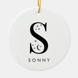 Monogram S Celestial Name Ceramic Ornament
