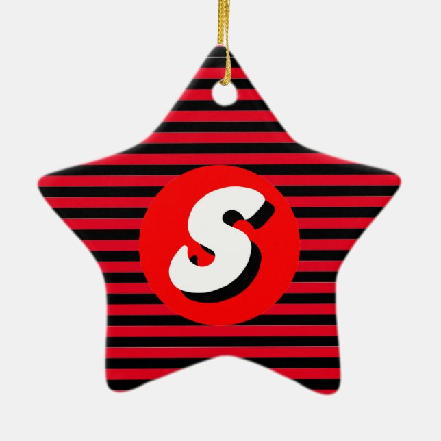 Monogram S Ceramic Ornament (Back)