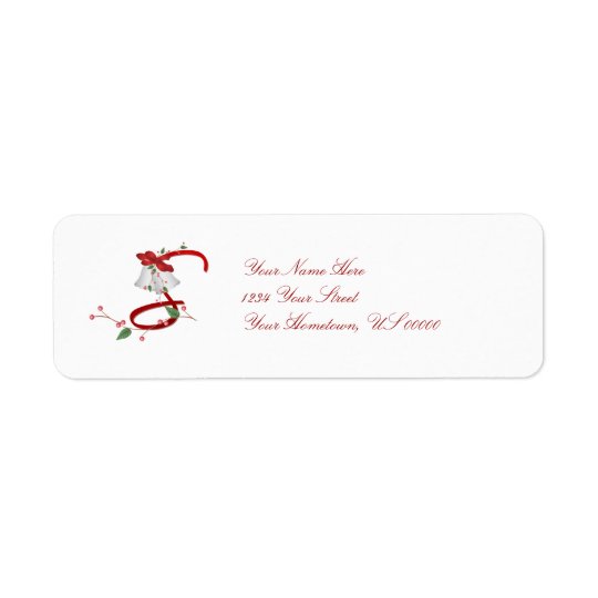 Monogram S Christmas Bells Return Address Label