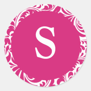 Monogram S Fuchsia White Seals For Wedding Monogra