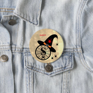 Monogram S Halloween Sky Witch Spiders Name 7.5 Cm Round Badge