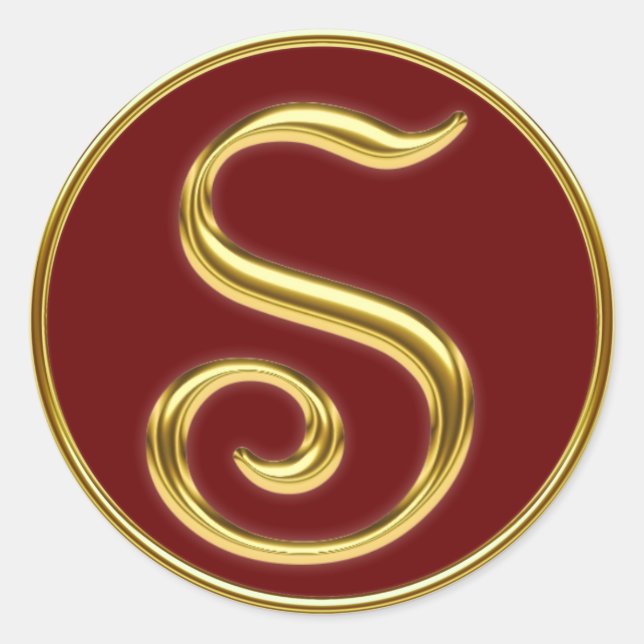 Monogram S in 3D gold Classic Round Sticker (Front)
