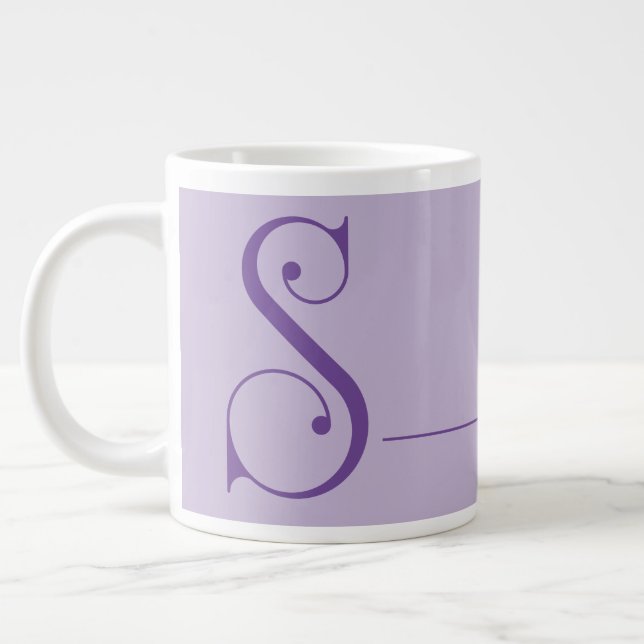 Monogram S in Beautiful Scroll Typography Large Coffee Mug (Left)