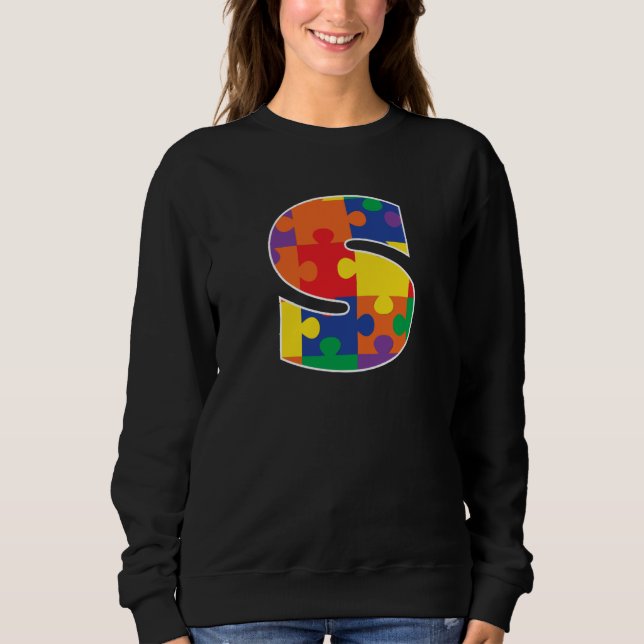 Monogram S in Multi Color Puzzle Pieces Sweatshirt (Front)