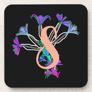 Monogram S Initial Beverage Coaster