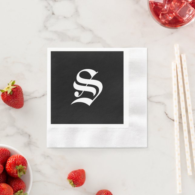 Monogram S, old English font, Napkin (Insitu)