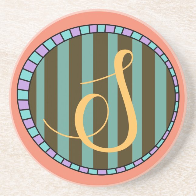 Monogram S Sandstone Coaster (Front)