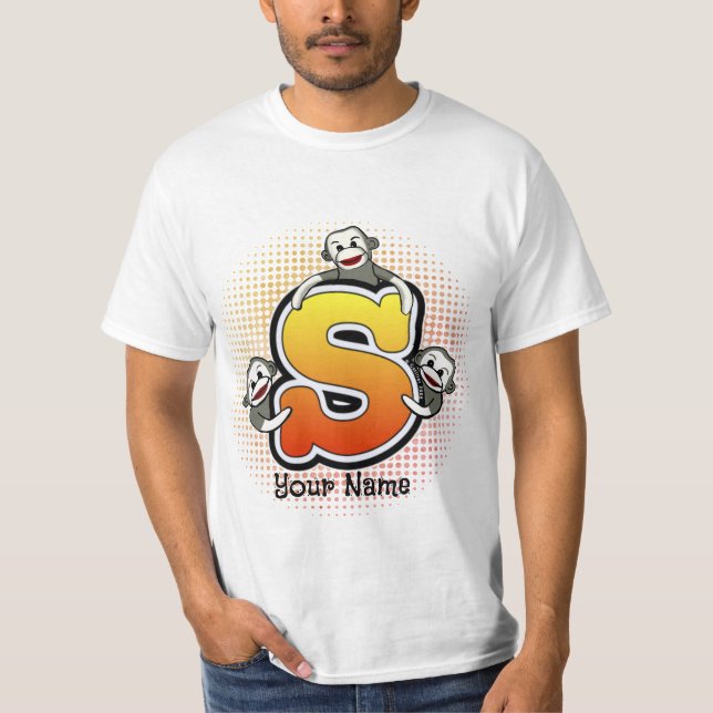 Monogram S Sock Monkey  T-Shirt (Front)