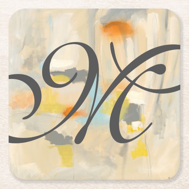 Monogram | Sacred II Square Paper Coaster (Front)