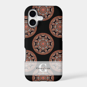 Monogram Safari Sunset Bohemian Polka Dot Mandala