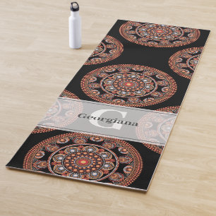 Monogram Safari Sunset Bohemian Polka Dot Mandala Yoga Mat
