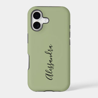 Monogram Sage Green Black Script Name Minimalist