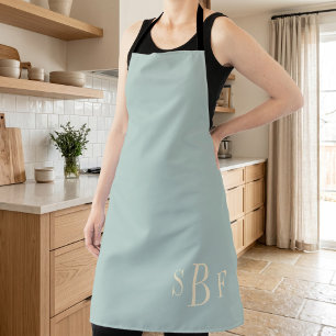Monogram Sage Green Boho Modern Kitchen Gift Apron