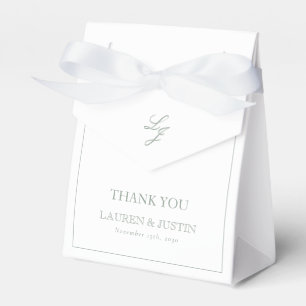 Monogram Sage Green Elegant Wedding Thank You Favour Box