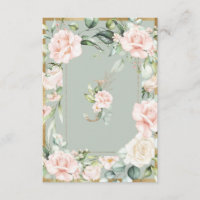 Monogram Sage Green Floral Roses Letter J