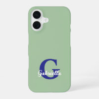 Monogram sage green royal blue modern minimalist