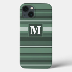 Monogram sage green stripes Case-Mate iPhone case