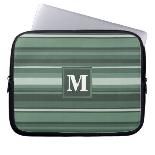 Monogram sage green stripes laptop sleeve