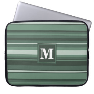 Monogram sage green stripes laptop sleeve