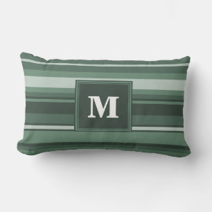 Monogram sage green stripes lumbar cushion