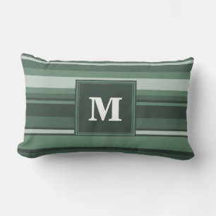 Monogram sage green stripes lumbar cushion