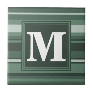 Monogram sage green stripes tile