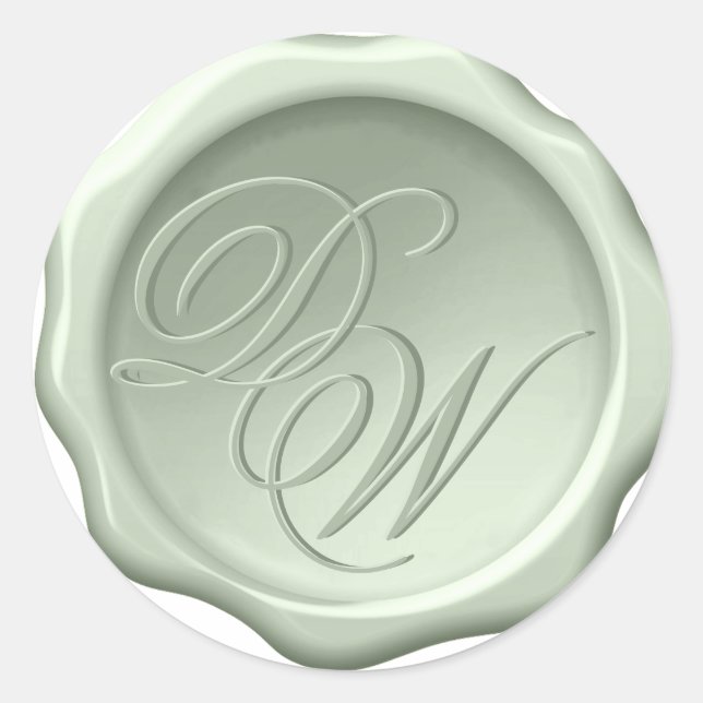 Monogram Sage Green Wax Seal 2 Initials Script (Front)
