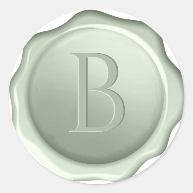 Monogram Sage Green Wax Seal Initial Embossed (Front)