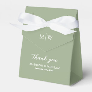 Monogram Sage Green Wedding Favour Box