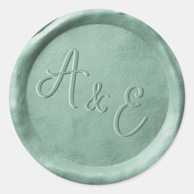 Monogram Sage Green Wedding Wax Seal Stickers (Front)