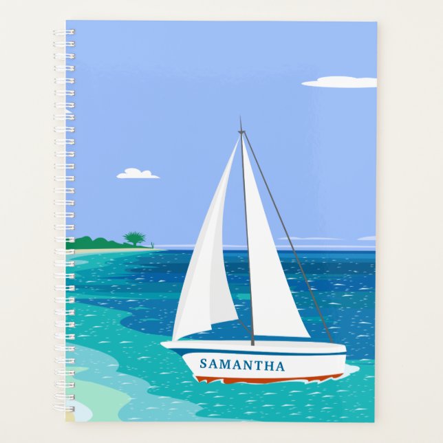 Monogram Sailboat Ocean Seaview 8.5x11 Planner (Front)