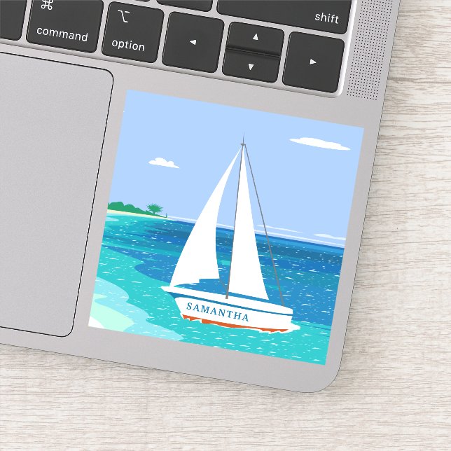 Monogram Sailboat Ocean Tropical Seaview (Detail)