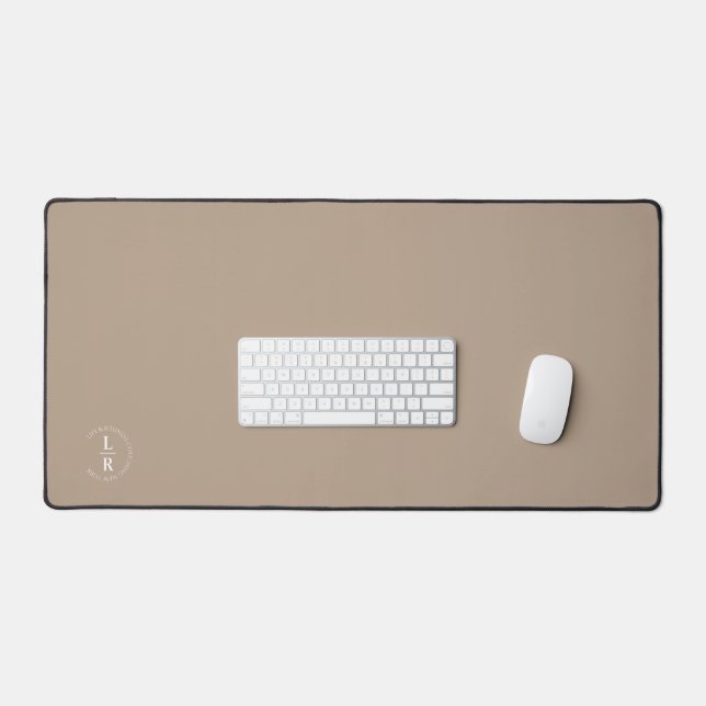 Monogram, salon, minimalistic beige-brown desk mat (Keyboard & Mouse)