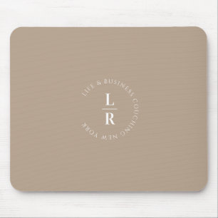 Monogram, salon, minimalistic, beige-brown mouse pad