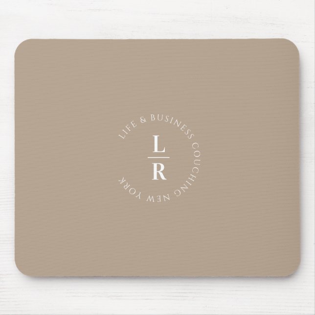 Monogram, salon, minimalistic,  beige-brown mouse pad (Front)