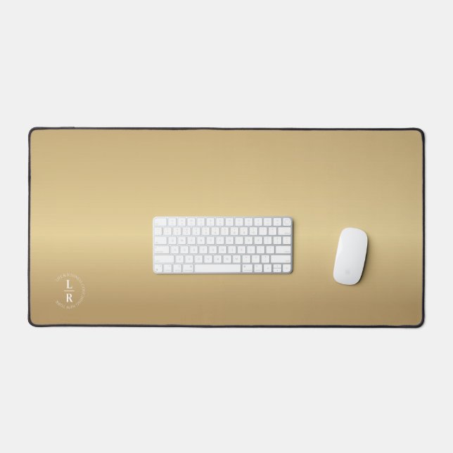 Monogram, salon, minimalistic gold (imitate) desk mat (Keyboard & Mouse)