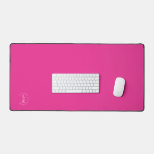 Monogram, salon, minimalistic neon-pink desk mat