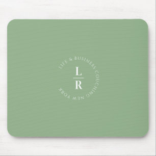 Monogram, salon, minimalistic, soft-green mouse pad
