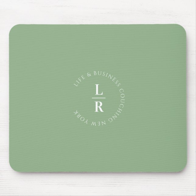 Monogram, salon, minimalistic, soft-green mouse pad (Front)