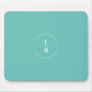 Monogram, salon, minimalistic, turquoise mouse pad